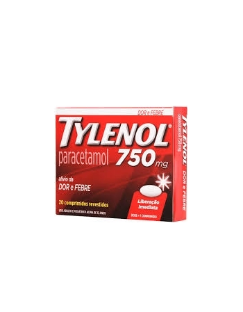 TYLENOL COMPRIMIDO JOHNSON & JOHNSON 750MG CAIXA COM 20 COMPRIMIDOS REVESTIDOS