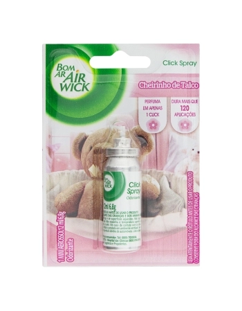 ODORIZADOR DE AMBIENTE CHEIRINHO DE TALCO CLICK SPRAY AIR WICK BOM AR BLISTER 12ML