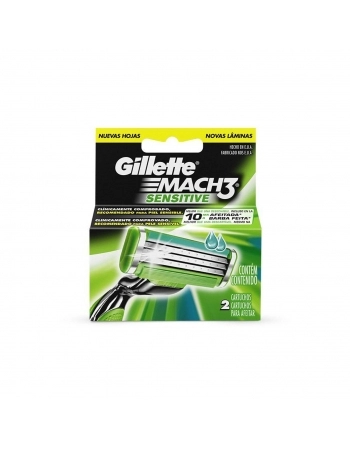 CARGA DE APARELHO PARA BARBEAR P&G GILLETTE MACH3 SENSITIVE 2 UNIDADES