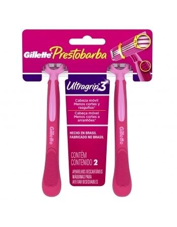 APARELHO PARA DEPILAR P&G GILLETTE 3 ULTRAGRIP 2 UNIDADES