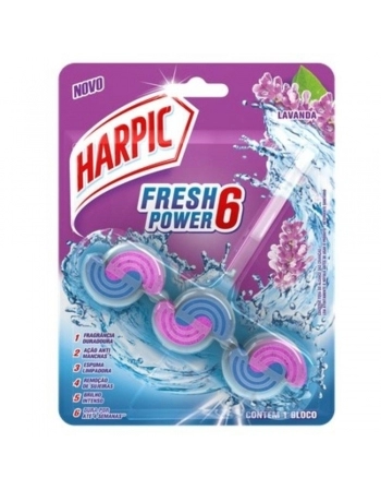 DETERGENTE SANITÁRIO BLOCO LAVANDA HARPIC FRESH POWER 6 EM 1