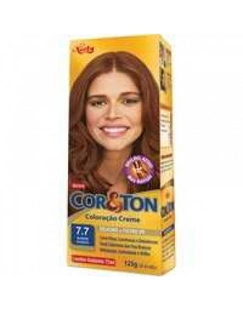 TINTURA PERMANENTE COR & TON 50G 7.7 MARROM DOURADO UNIT