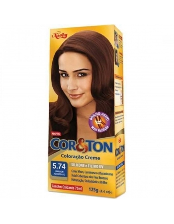 TINTURA PERMANENTE CORTON 50G 5.74 MARROM ACOBREADO UNIT
