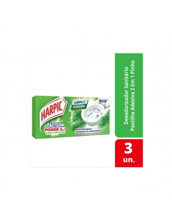 HARPIC PASTILHA ADESIVA 2 EM 1 PINHO 3PCT DE 3UN COM 9G CADA