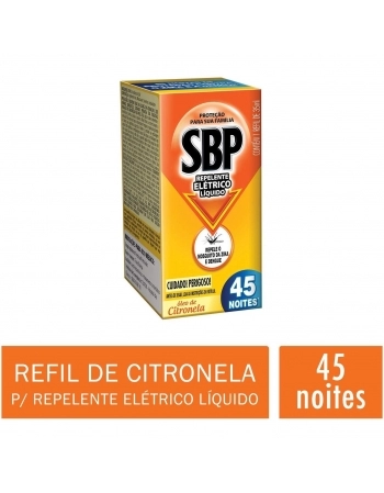 INSETICIDA ELÉTRICO LED REFIL 45 NOITES OLEO DE CITRONELA 35ML SBP