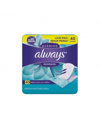 ABSORVENTE EXTERNO P&G ALWAYS PROTETOR DIÁRIO RESPIRÁVEL COM 40UN