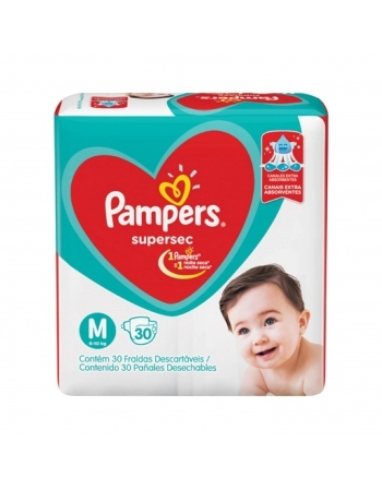 FRALDA INFANTIL P&G PAMPERS SUPERSEC PACOTAO M 30UN
