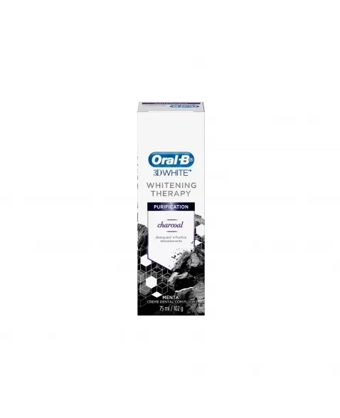 CREME DENTAL P&G PURIFICATION CHARCOAL MENTA ORAL-B 3D WHITE WHITENING THERAPY CAIXA 102G