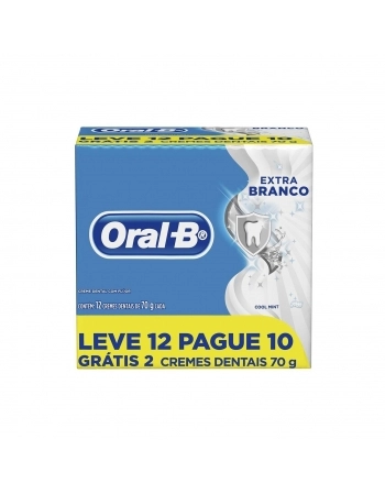 CREME DENTAL P&G COOL MINT ORAL-B EXTRA BRANCO CAIXA 70G CADA LEVE 12 PAGUE 10 UNIDADES