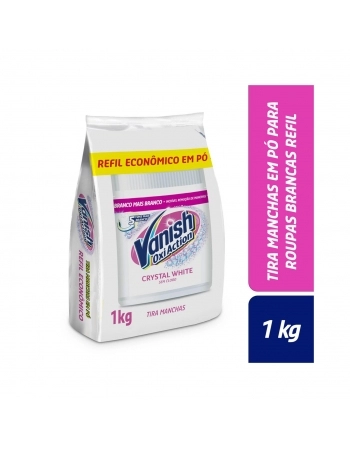 TIRA-MANCHAS EM PÓ BRANQUEADOR VANISH OXI ACTION CRYSTAL WHITE PACOTE 1KG REFIL ECONÔMICO