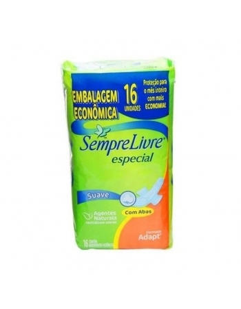 ABSORVENTE COM ABAS JOHNSON & JOHNSON SEMPRE LIVRE C/16 ESPECIAL SUAVE UNIT