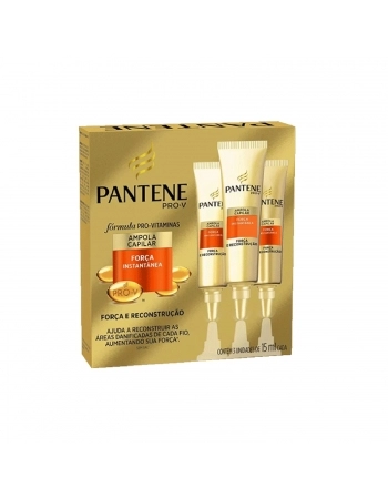 AMPOLA DE TRATAMENTO P&G PANTENE FORÇA E RECONSTRUÇÃO CAIXA 3 UNIDADES 15ML CADA