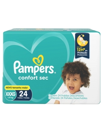 Fralda Descartável Infantil Pampers Confort Sec XXXG Pacote 24 Unidades